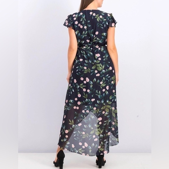 Julia Jordan Women's Floral-Print Ruffle Faux Wrap Dress Navy size 10. - Picture 13 of 13